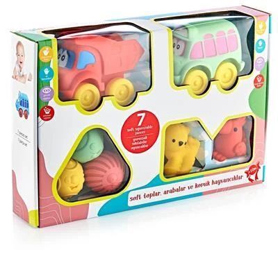 Erpa 661624 7'Li Aktivite Set Soft Toplar, Arabalar Ve Hayvancıklar