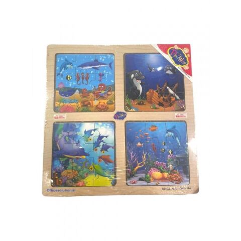 Onyıl Ony-343/344/345/346 Ahşap Eğitici 4 Lü Puzzle Gezegenler/Denizaltı/Spor Dalları/Havaalanı