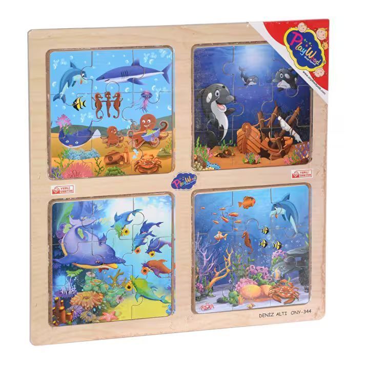 Onyıl Ony-343/344/345/346 Ahşap Eğitici 4 Lü Puzzle Gezegenler/Denizaltı/Spor Dalları/Havaalanı