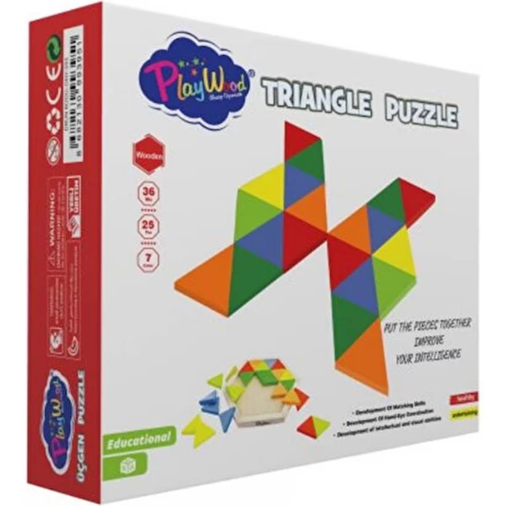 Onyıl Ony-395 Kutuda 24 Parça Ahşap Üçgen Puzzle *36