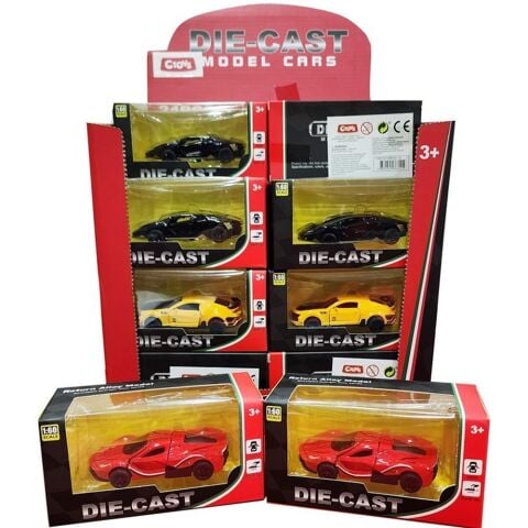 Ctoy-Mb302-1D Çek Bırak Kapıları Açılabilir Yarış Arabası 1:60 24'Lü Stant