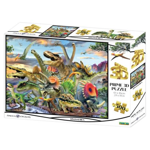 Neco Prm-10353 Prime 3D-Dinozorlar-500 Parça Yetişkin Puzzle