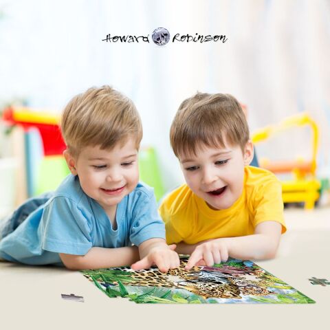 Neco Prm-10527 Prime 3D-Jaguar Ve Yavrusu-63 Parça Puzzle