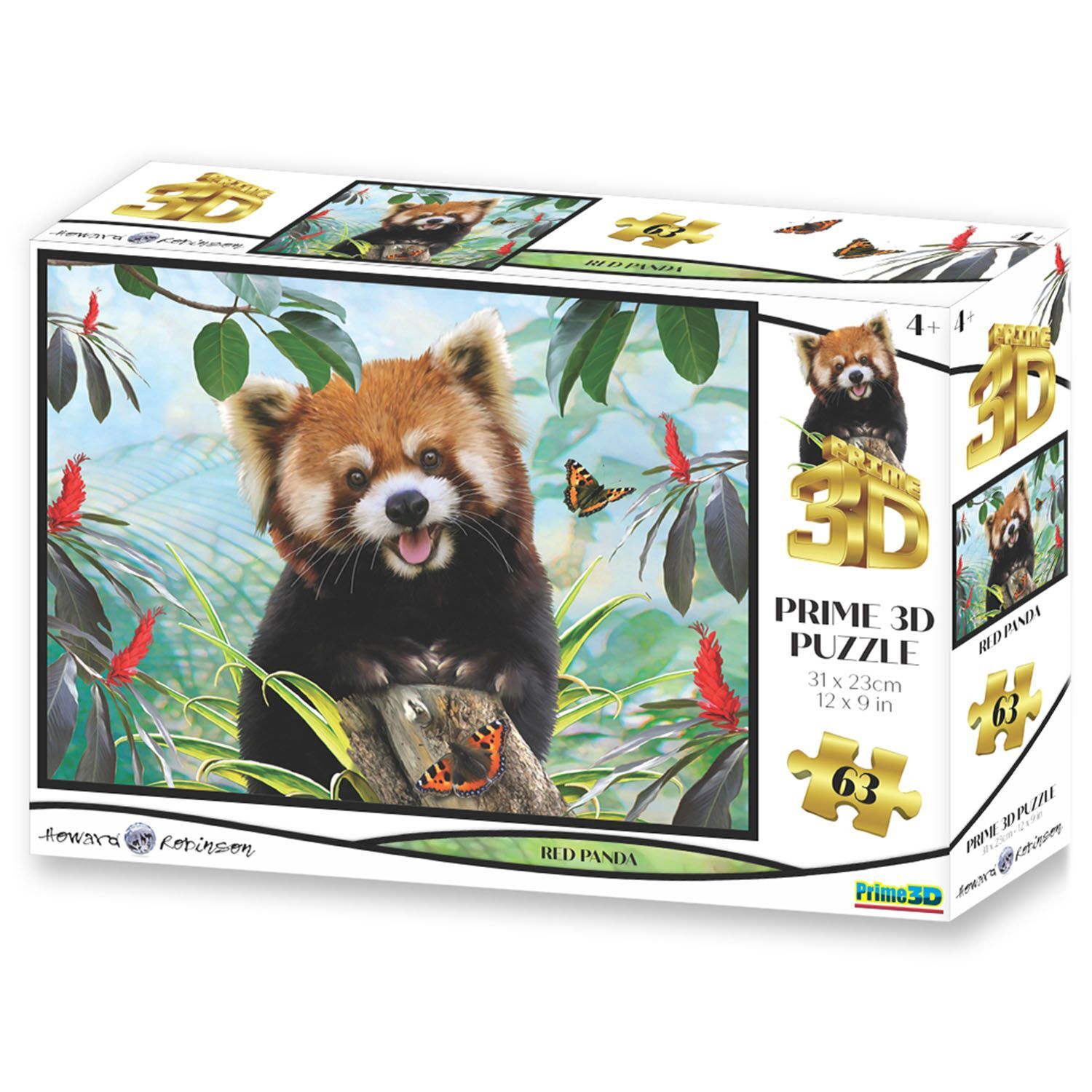 Neco Prm-10534 Prime 3D-Kırmızı Panda-63 Parça Puzzle