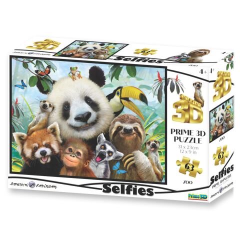 Neco Prm-10541 Prime 3D-Hayvanat Bahçesi Selfie-63 Parça Puzzle