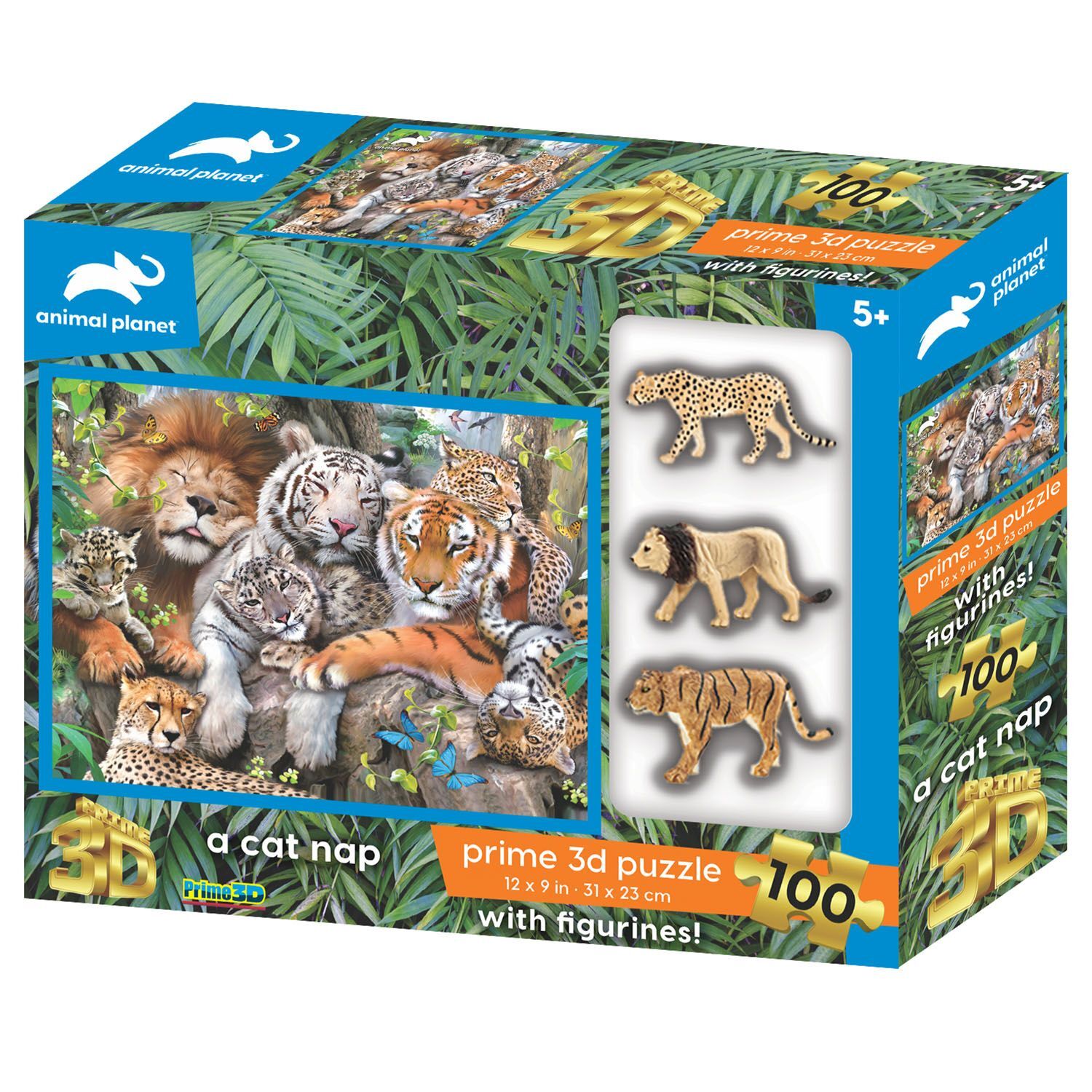 Neco Prm-15544 Prime 3D-Vahşi Kediler Figür Set Ve 100 Parça Puzzle