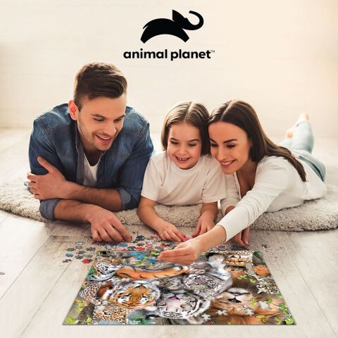 Neco Prm-15544 Prime 3D-Vahşi Kediler Figür Set Ve 100 Parça Puzzle