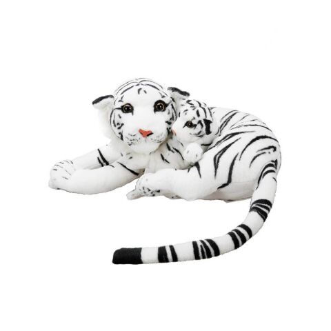 Sunman Sun-Weh-Pff-Sk.Peluş Kaplan Anne Ve Yavrusu Yan Yatan 60Cm.Beyaz S02001407
