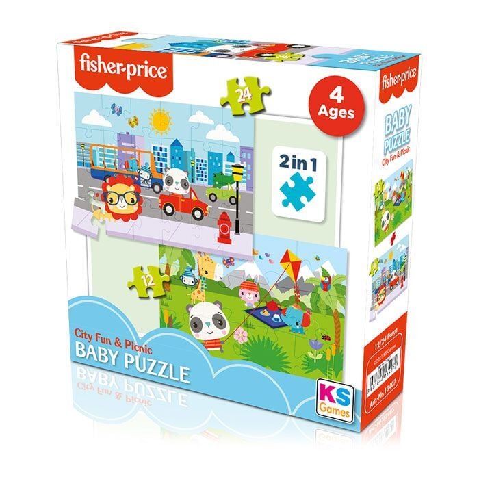Ks Games Fp-13407 Fısher Prıce Baby Puzzle - Cıty Fun & Pıcnıc 2İn1