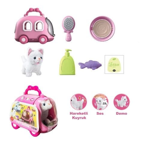 Vardem Jnd-6801 Taşıma Araba Çantalı Hareketli Pilli Kedi Set