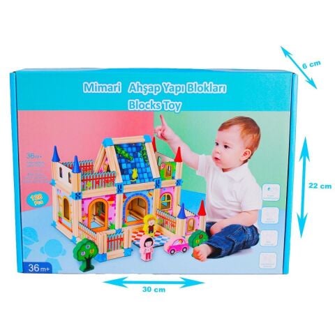 Kzl-2102102 Ahsap 128 Parca Mimari Yapı Blokları   24
