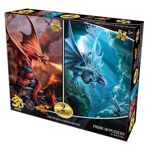 Neco Prm-10244 Prime 3D Ateş Dragon & Su Dragon-200 Prç İkili Puzzlle