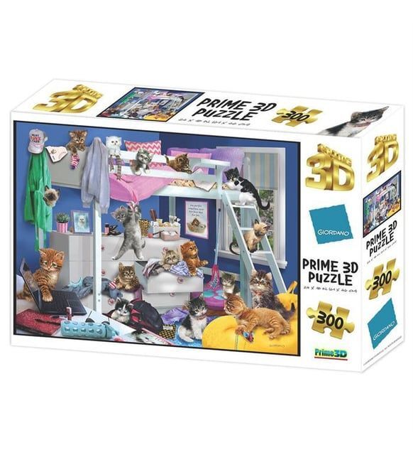 Neco Prm-12236 Prime 3D-Giordano Yatak Odası Kedileri 300 Parça Yetişkin Puzzle