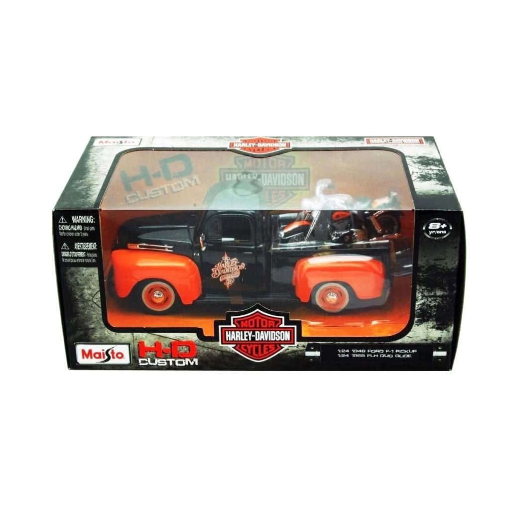Neco May-32180 1:25 1948 Ford F-1 Pickup + 1:24 1958 Flh Duo Glide