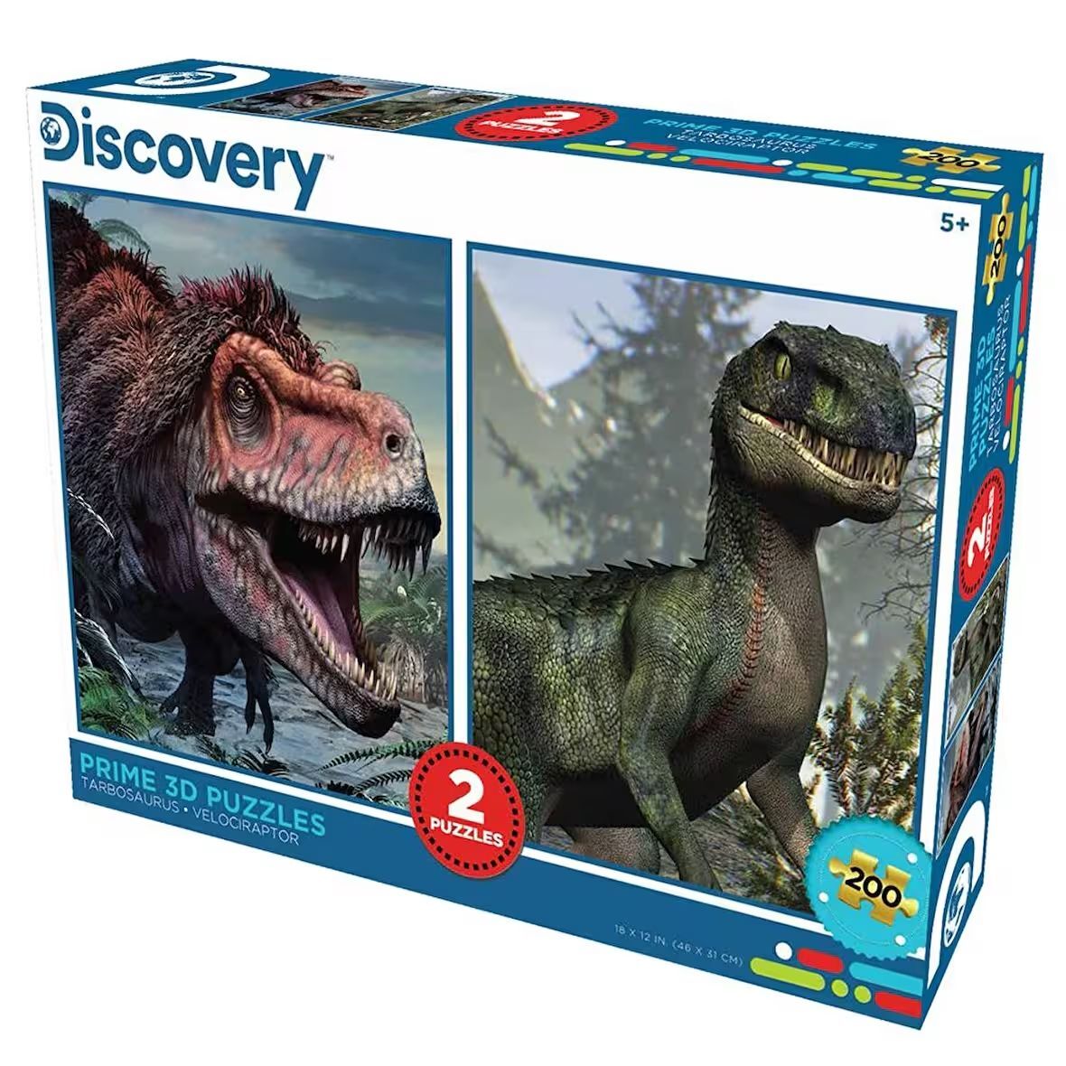 Neco Prm-10231 Prime 3D-Discovery Tarbosaurus&Velociraptor-200 Parça İkili Puzzle