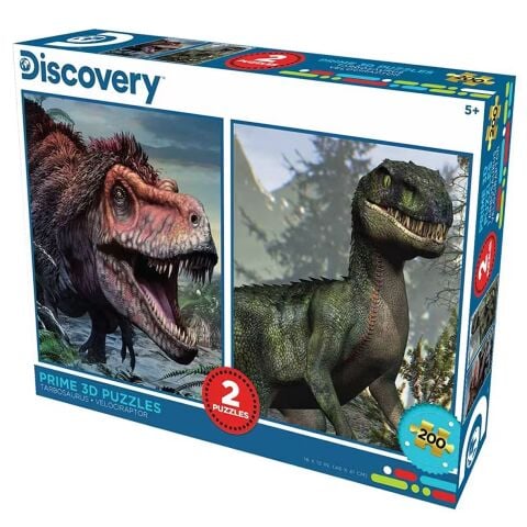 Neco Prm-10231 Prime 3D-Discovery Tarbosaurus&Velociraptor-200 Parça İkili Puzzle