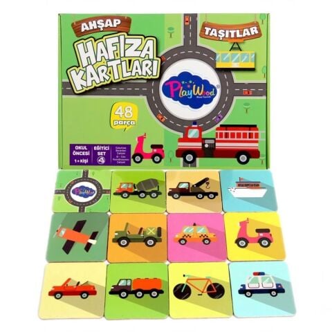 Onyıl Ony-08 Eğitici Ahşap Hafıza Kartlar Taşıtlar
